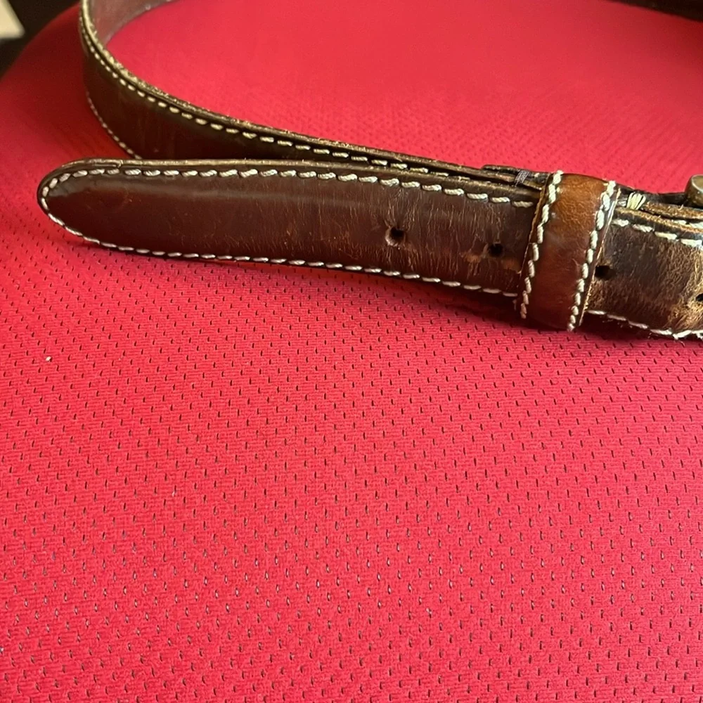 Vintage Ralph Lauren Leather Belt Men's Brown Gold tone Buckle Length: 49